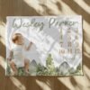 Personalized Baby Milestone Blanket Forest Theme Green Mountains Custom Name Nature Themed