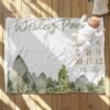 Personalized Baby Milestone Blanket Forest Theme Green Mountains Custom Name Nature Themed