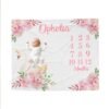 Personalized Floral Swan Baby Milestone Blanket Ophelia Monthly Photoshoot Prop Girl Room Gift - Image 10