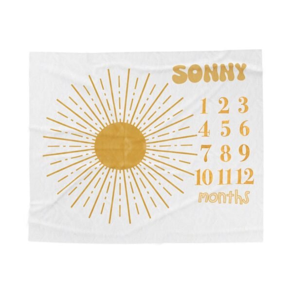 My Sunshine Milestone Baby Blanket Sunburst Personalized Keepsake Photo Prop Nursery - Image 2