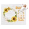 Sunflower Wreath Personalized Baby Milestone Blanket Custom Name Photography Prop Baby Girl Monthly Tracker