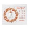 Floral Wreath Baby Milestone Blanket Personalized With Name Girl Milestone Monthly Tracker
