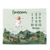 Custom Woodland Baby Milestone Blanket Mountain Forest Design Personalized Name Hunting Outdoors Nature Themed Nursery